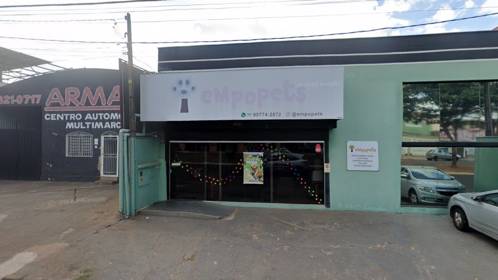 Fachada da Empopets na Rua do Fico, 1740, Ipanema, Araçatuba-SP